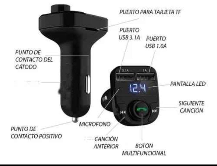 Miniatura 3 de Transmisor FM para carro bluetooth X8